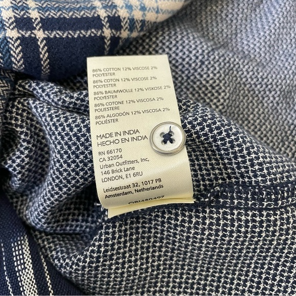 Free People Railroad Dreams Button Down Top Oversized Mid-Weight Plaid Patchwork - Picture 11 of 11